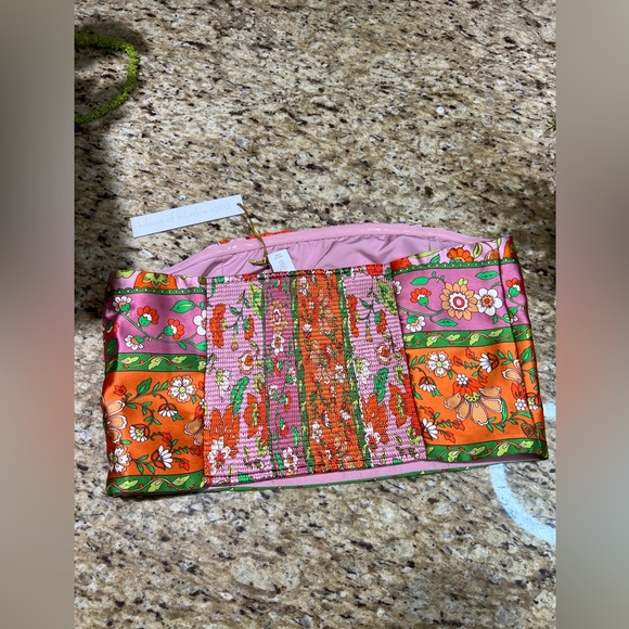 House Of Harlow 1960 Floral Two Piece Strapless Crop Top w/ Wide Leg Pant Large - Picture 6 of 13